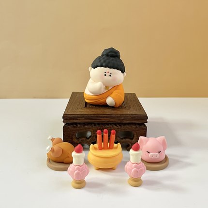 阿弥陀佛国潮小摆件创意办公室桌面装饰品莫生气工位情绪稳定神器