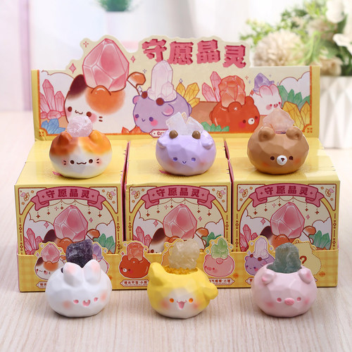 猫猫动物水晶盲盒摆件新款小公仔