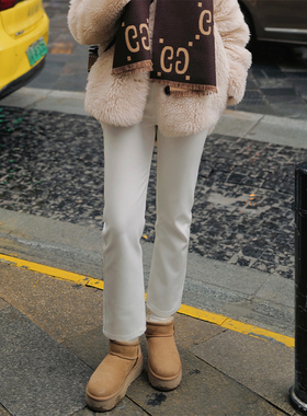 INNQ【销冠回归】冬季限定新色纯白加绒高腰小直筒修身九分烟管裤