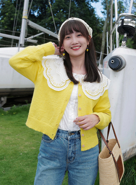 INNQ【元气显白】超有活力的柠檬黄高比例马海毛长袖羊毛针织开衫