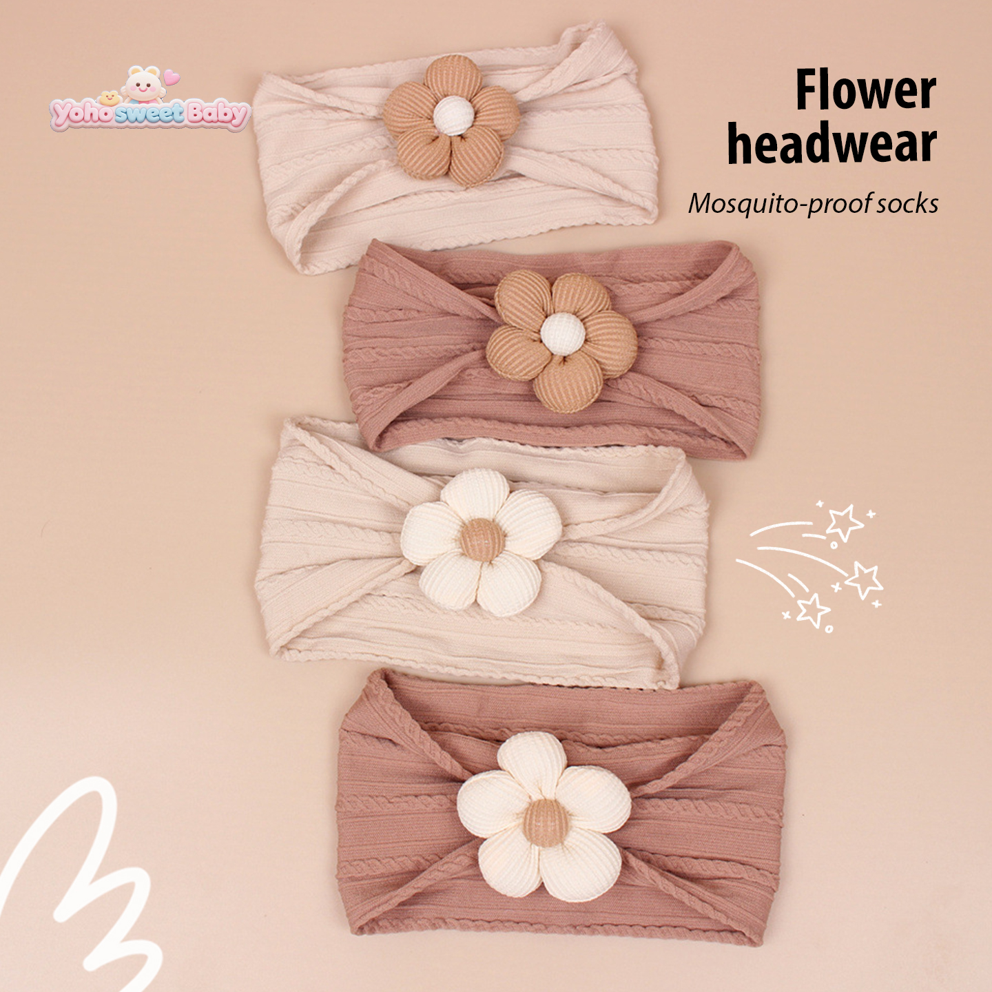 婴儿发带夏季薄款遮脑门帽