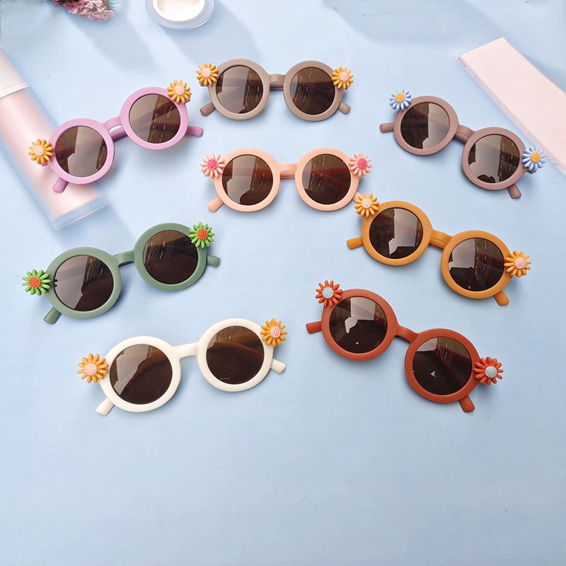 儿童墨镜太阳镜ins风丹麦复古圆框1-7岁宝宝遮阳防晒DIY可爱眼镜
