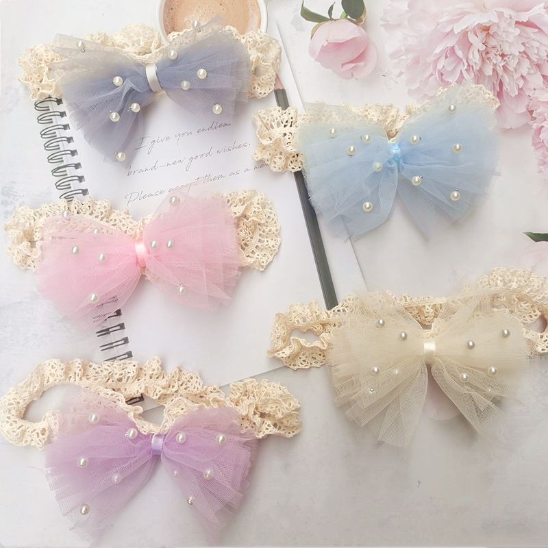 儿童发箍发带网纱珍珠蝴蝶结碎发头带女童甜美公主发饰宝宝头饰