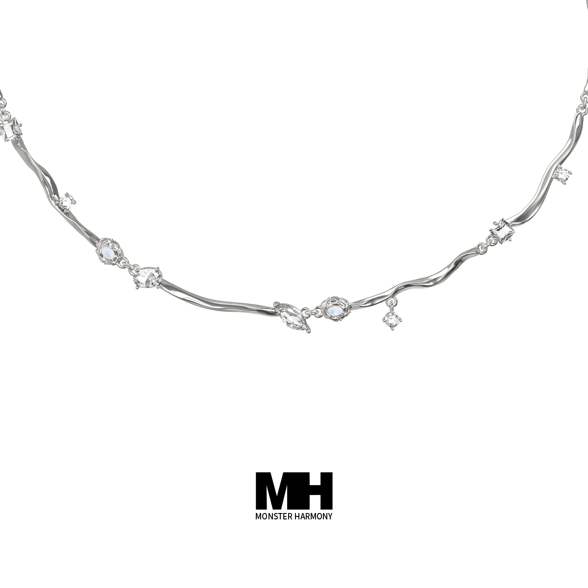 MonsterHarmony母贝锆石拼接项链