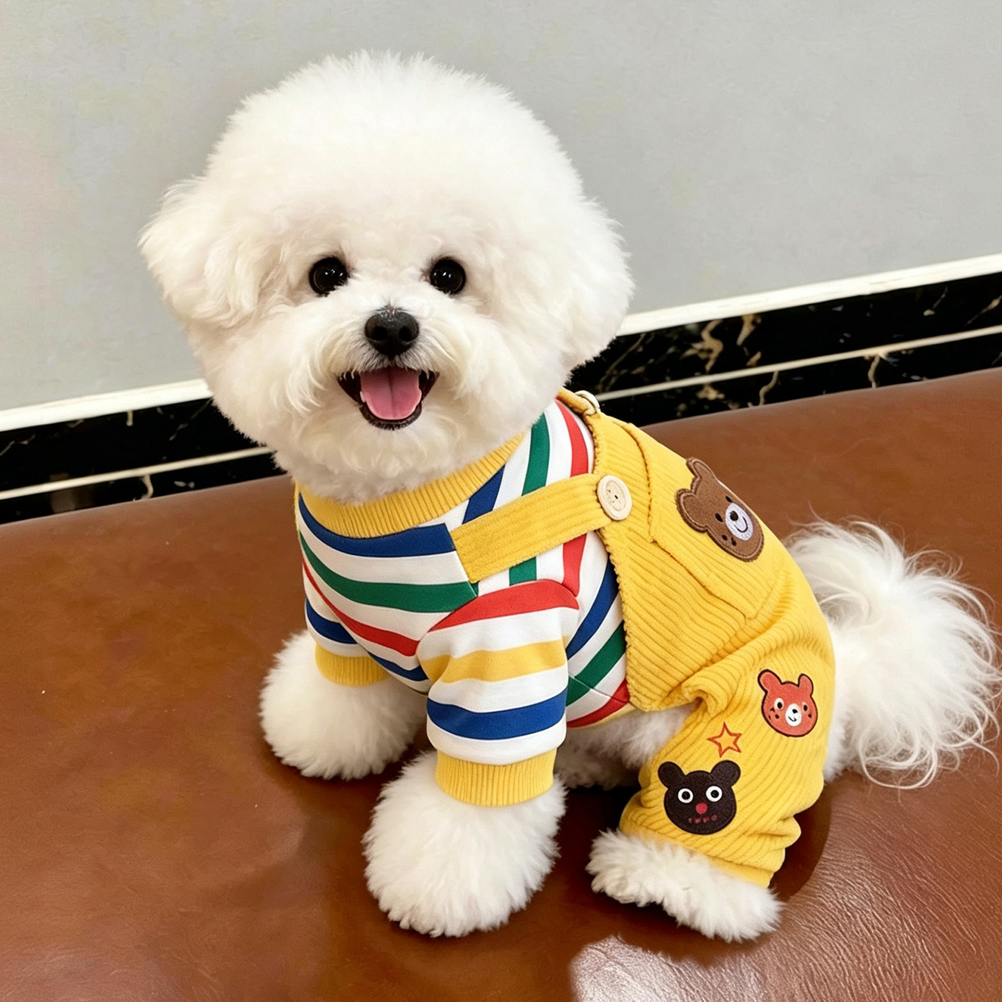 小狗衣服春秋款四脚背带裤可牵引宠物比熊泰迪雪纳瑞小型犬防掉毛