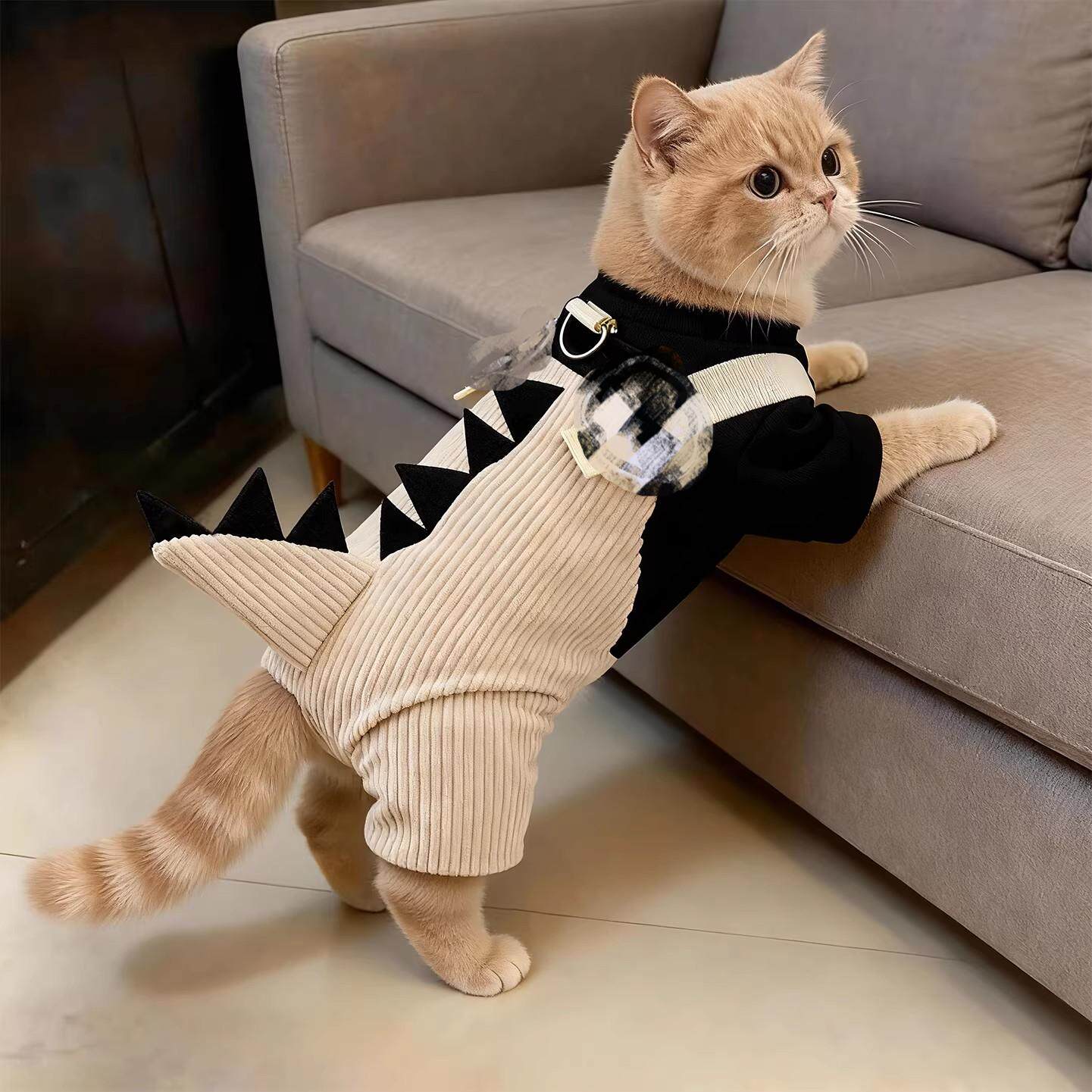 猫咪衣服布莱克恐龙四脚衣秋冬款