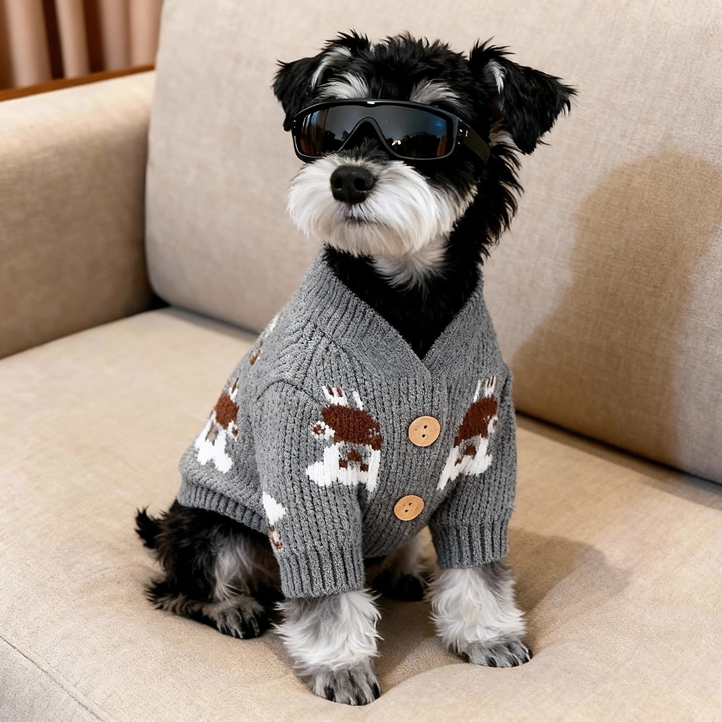 狗狗衣服秋冬针织开衫保暖雪纳瑞