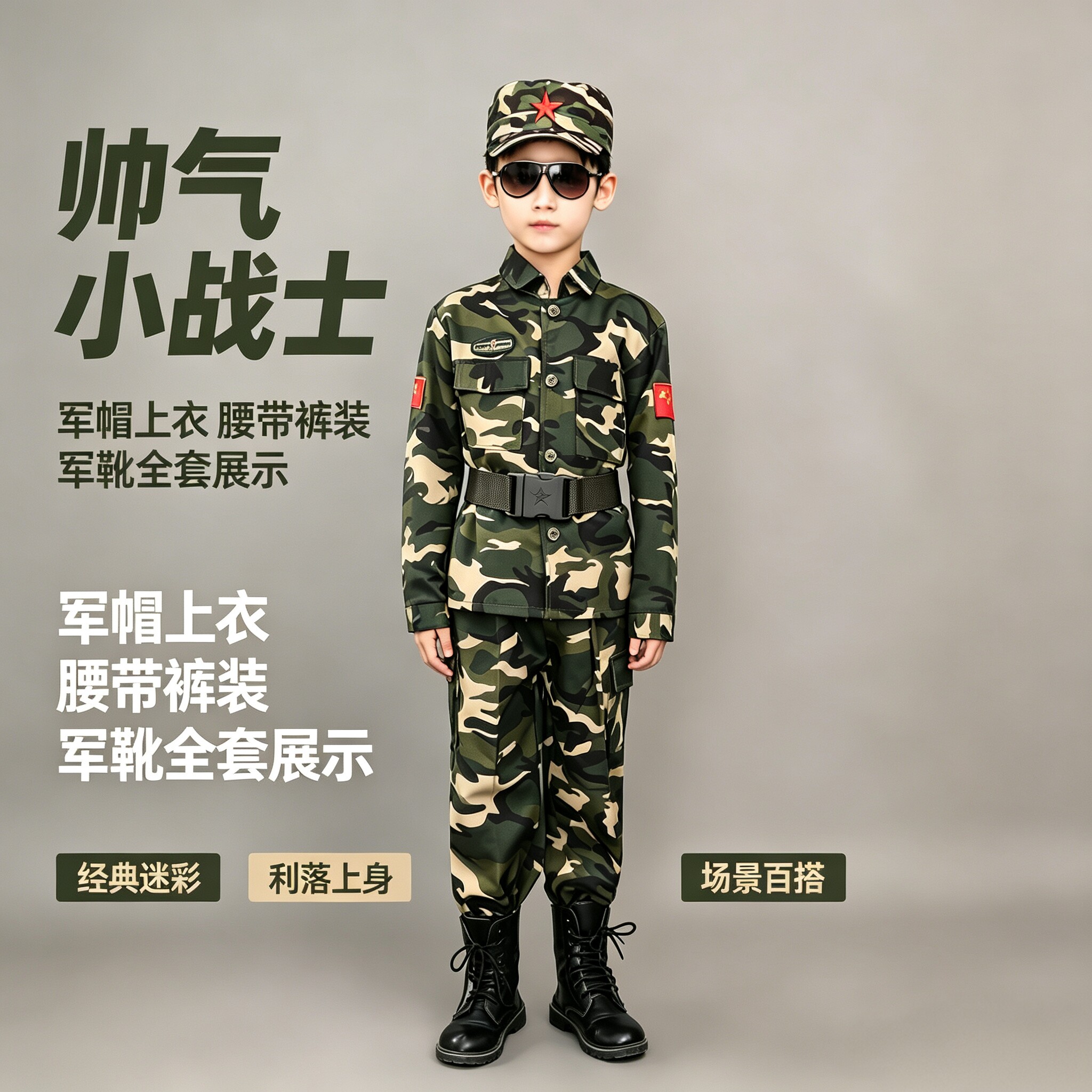 儿童特种兵迷彩服军训夏令营演出