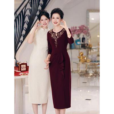 高端喜婆婆婚宴装旗袍2025新款结婚礼妈妈礼服高贵气质优雅连衣裙