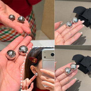 新款 小香风耳饰 26c半球耳钉女气质百搭圆形耳环高级感法式