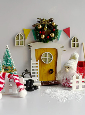 微缩圣诞节装饰装餐圣诞树花环精灵门窗橱窗装饰用品娃娃屋小摆件