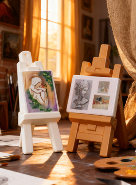 迷你油画画板画架 微景观树脂装饰品娃娃屋造景办公室桌面小摆件