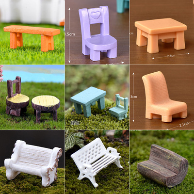苔藓微景观迷你白色椅子塑料