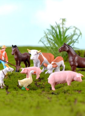 农场pvc微景观花盆奶牛小动物