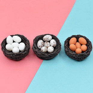 迷你树脂鸟巢鸟窝鸟蛋微景观摆件多肉花盆造景饰品仿真鸡窝鸡蛋