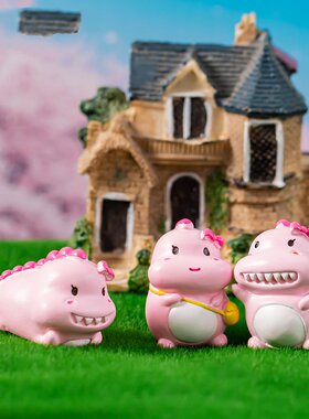 卡通可爱小恐龙花盆造景装饰摆件