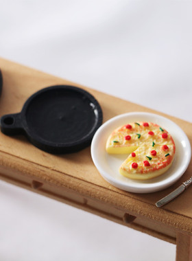 zakka迷你仿真铁盘披萨小摆件