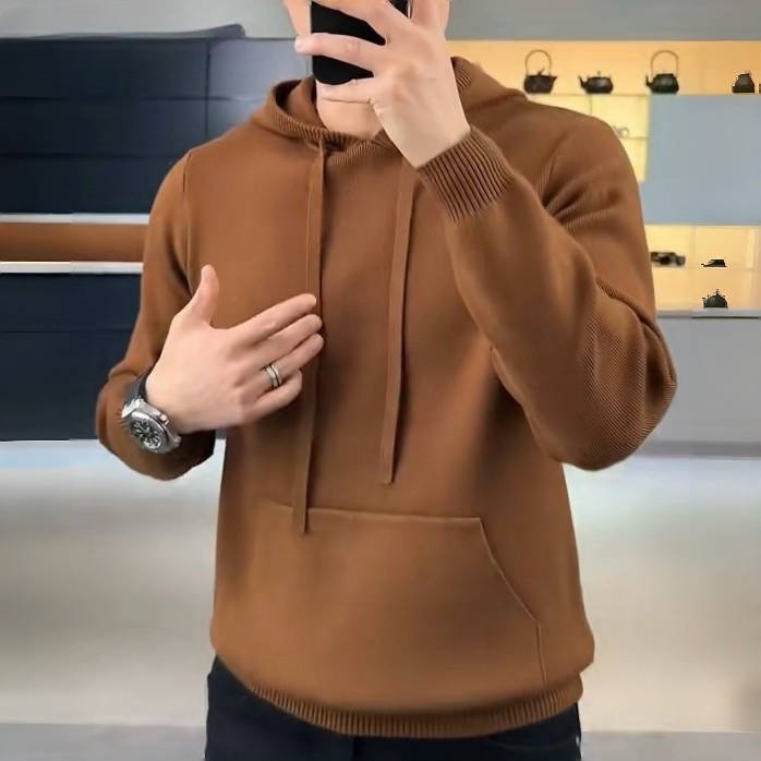 男士秋冬商务针织衫连帽卫衣毛衣时尚休闲百搭韩版加厚保暖