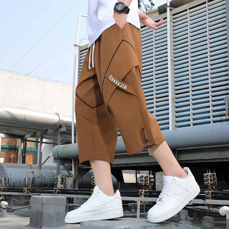 七分裤男夏季新款运动休闲裤直筒薄款宽松潮流短裤外穿7分8分裤子