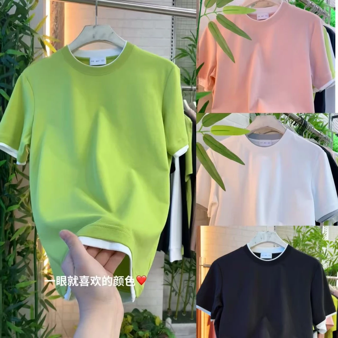 新品时尚男士净版半袖假俩件T恤5996男士T恤潮品潮款品质
