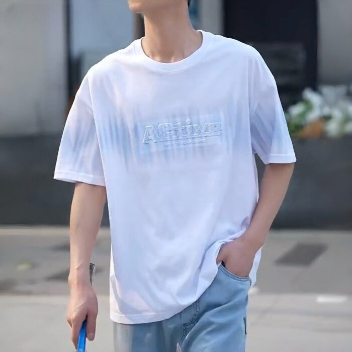 2026夏季重磅新款字母压印青少年T恤美式撞色潮牌百搭大童短袖