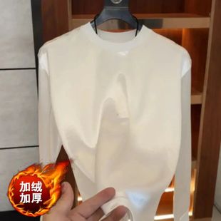 秋冬新款男士圆领T恤新中式男款休闲圆领长袖时尚上衣