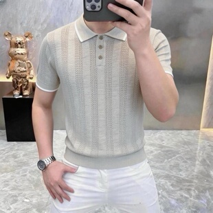 夏季 老钱风翻领针织短袖 POLO衫 男装 男士 T恤时尚 9907 轻奢简约