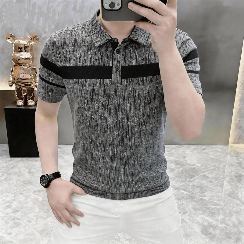 高档夏季男士拼色翻领短袖T恤POLO衫时尚休闲百搭半袖体恤男装T10