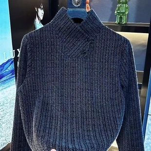 【高档轻奢】2025秋冬季男士纳帕领时尚潮流卫衣修身保暖打底衫