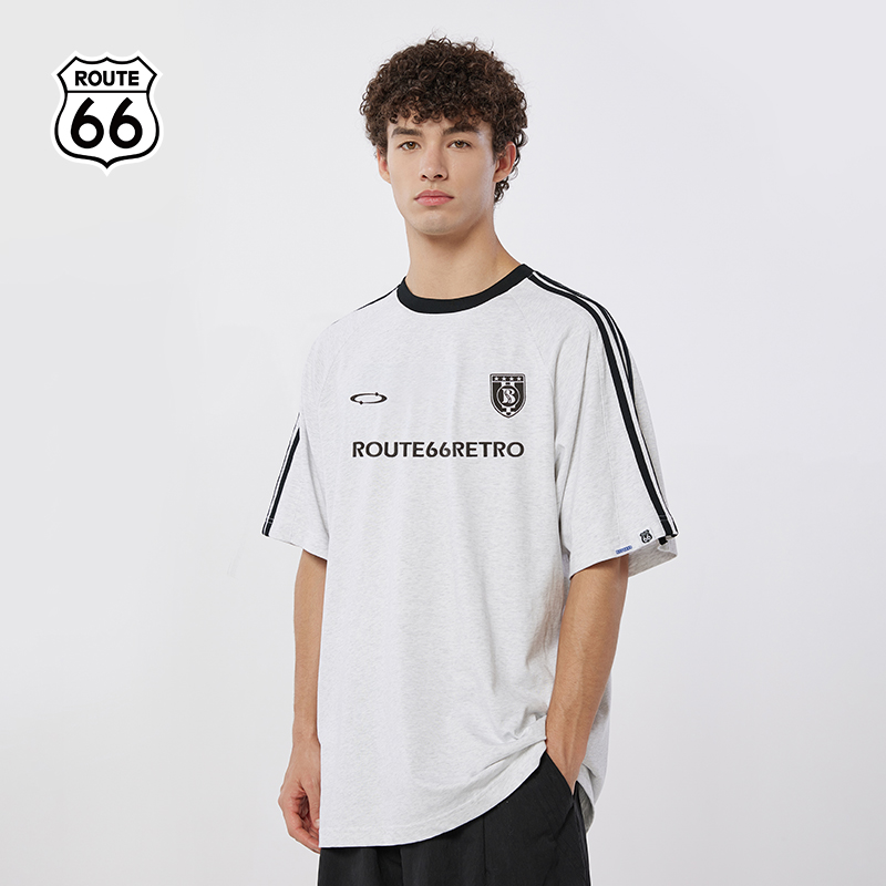 ROUTE66美式撞色拼接T恤