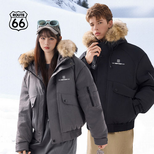 ROUTE66/66号公路派克羽绒服2026冬季新款毛领羽绒服男女加厚外套