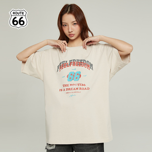 66号公路/ROUTE66情侣装短袖夏季重磅310g潮牌美式复古潮流t恤