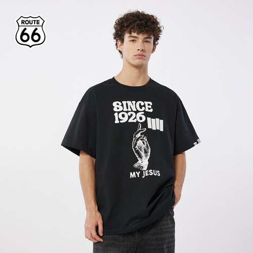 ROUTE66美式复古印花短袖T恤