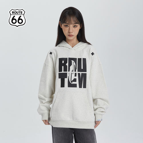 ROUTE66美式复古印花上衣男女同款秋季休闲宽松舒适连帽套头卫衣