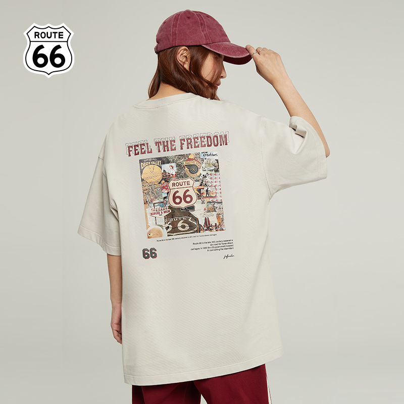 ROUTE66短袖美式复古男女同款T恤