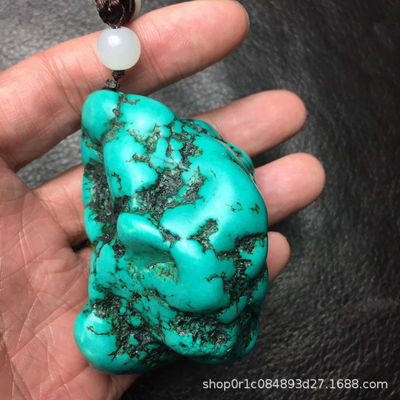 绿松石原石手把件优化高瓷高蓝矿