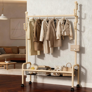 晾衣架落地卧室家用房间挂衣服架子可移动室内衣帽架简易挂衣架子