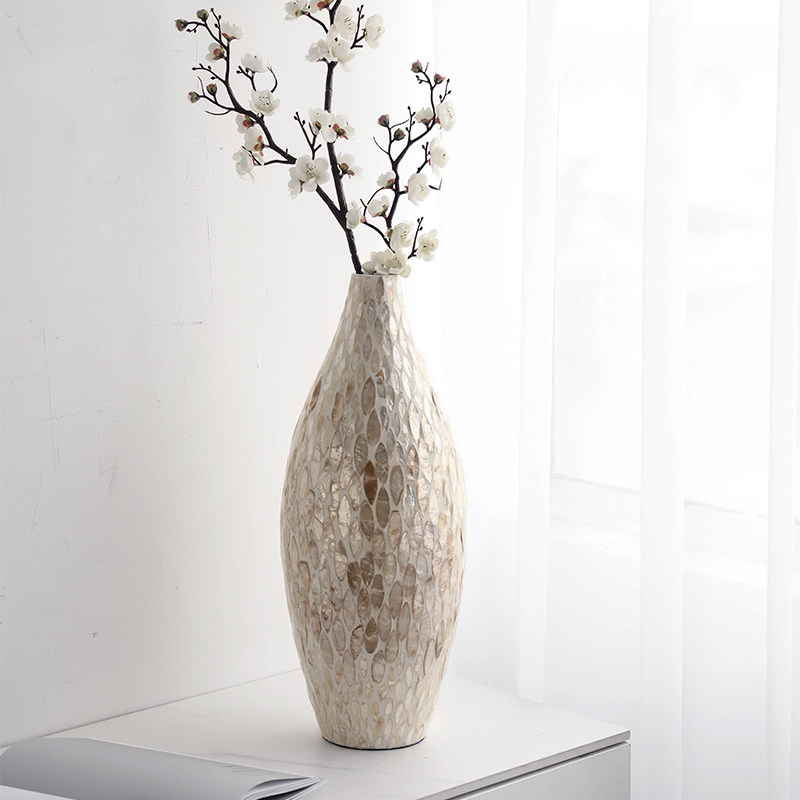 法式贝壳花瓶侘寂风民宿台面川贝母工艺礼品摆饰插花器高级感家居