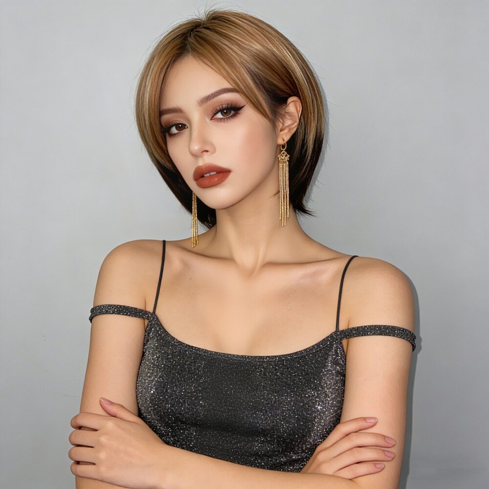 欧美时尚自然短直发全头套假发