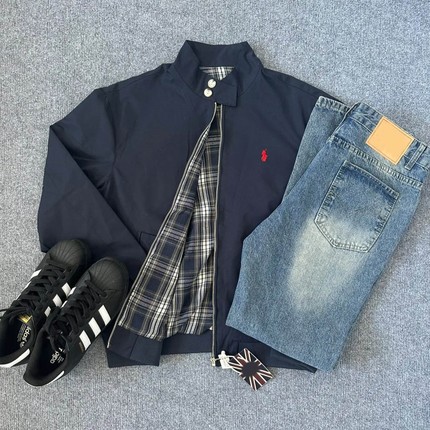 Unbranded American-Style Trendy Fashion Autumn New Zipper Pocket Pony Embroidery Loose Unisex Jacket Coat