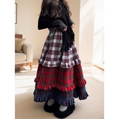 New 2025 Spring Boho Style Long Skirt Ruffles Patchwork Full