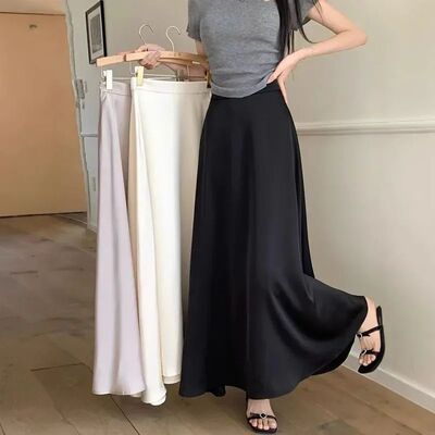 French Acetate Satin Fish Tail Half Skirt Women's High Waist