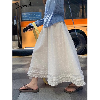 Syiwidii Graceful Jacquard Long Skirts for Women Patchwork R