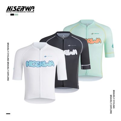 HISERWA Men Women Cycling Jersey Short Sleeve Road Bike Shir