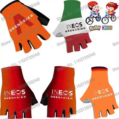 Kids Ineos Grenadier 2024 Half Finger Glove Gel Cycling Glov