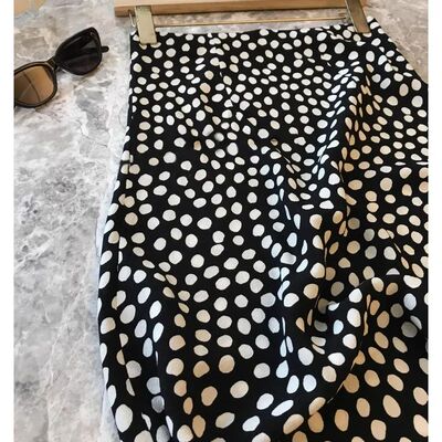 Elegant Black White Polka Dot Fish Tail Half Skirt Korean St