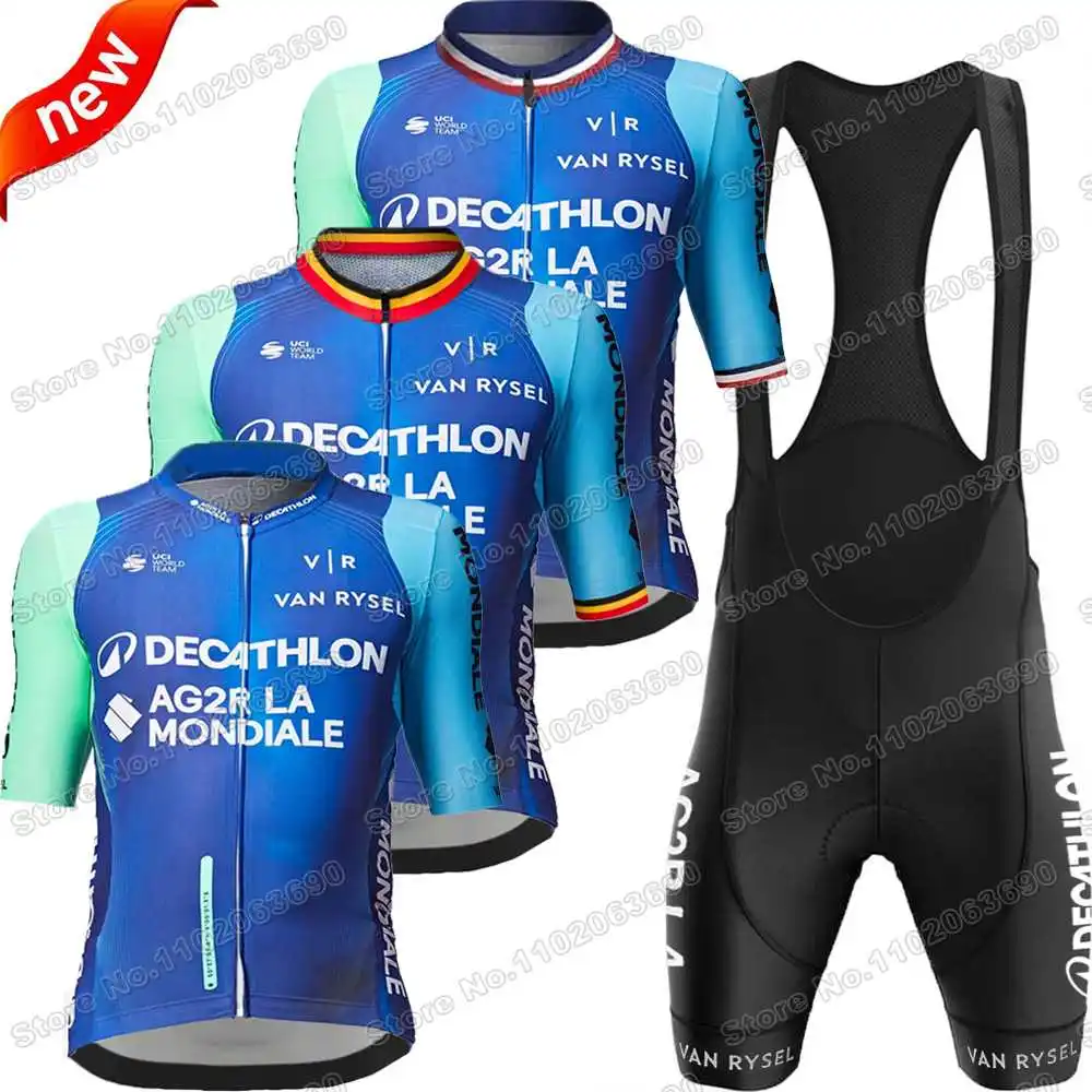 Team AG2R 2025 Cycling Jersey Set France Belgium Champion Cy