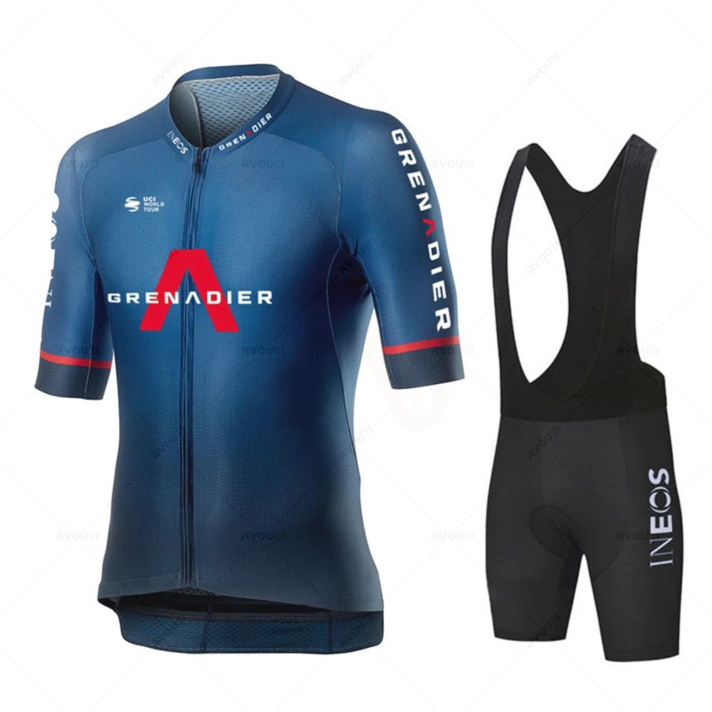 Ineos Grenadier Cycling Jersey Set Men Breathable Uniform Bi