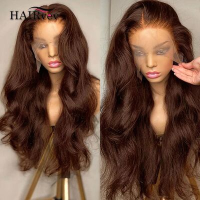 HD Chocolate Brown 13x4 Body Wave Lace Front Wig Brazilian 1