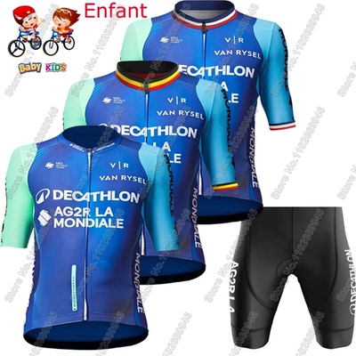Kids Ag2r 2025 France Team Belgium Cycling Jersey Set Boys G